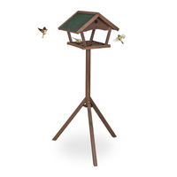 Produktbild von Relaxdays Vogelfutterhaus aus Holz mit Standfuß und wetterfestem Dach in Braun