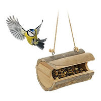 Produktbild von Relaxdays Vogelfutterhaus aus Holz zum Aufhängen in Natur mit Rinde 12 x 18 x 12,5 cm