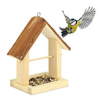 Produktbild von Relaxdays Vogelfutterhaus aus Holz zum Aufhängen mit Natur-Rinde für Wildvögel