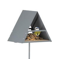 Produktbild von Relaxdays Vogelfutterhaus aus Metall mit Erdspieß in Grau/Natur