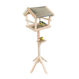 Relaxdays Vogelfutterhaus aus Tannenholz mit wetterfestem Metalldach und Ständer – Bild 1 von 5