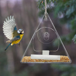Relaxdays Vogelfutterhaus aus transparentem Kunststoff zum Aufhängen – Bild 1 von 3