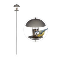Produktbild von Relaxdays Vogelfutterspender Futtersäule mit Stab in Silber XXL aus Kunststoff