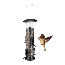 Relaxdays Vogelfutterspender Futtersäule zum Aufhängen aus Kunststoff Schwarz – Bild 1 von 13
