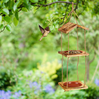 Produktbild von Relaxdays Vogelfutterstation aus Holz mit 2 Schalen in Natur Braun 73 x 20 x 20 cm