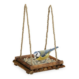 Relaxdays Vogelfutterstation Futtersäule aus Holz in Braun – Bild 1 von 13