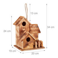 Produktbild von Relaxdays Vogelhaus aus gebranntem Holz zum Aufhängen für Balkon und Garten 34x20x19 cm Natur