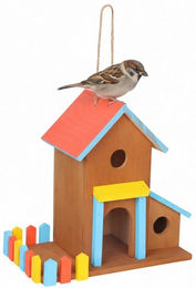 Relaxdays Vogelhaus aus Holz bunt zum Aufhängen – Bild 1 von 5