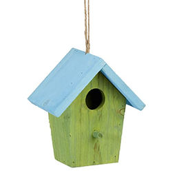 Relaxdays Vogelhaus aus Holz in Grün zum Aufhängen 16 x 15 x 8 cm – Bild 1 von 6