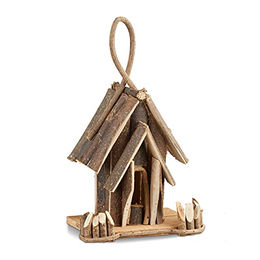 Relaxdays Vogelhaus aus Holz mit Aufhängung in Natur Braun – Bild 1 von 6