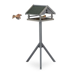 Relaxdays Vogelhaus aus Holz mit Ständer in Grau – Bild 1 von 13
