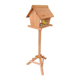 Relaxdays Vogelhaus aus Holz mit Ständer in Orange – Bild 1 von 3