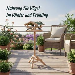 Relaxdays Vogelhaus aus Holz mit Ständer und grünem Dach in Natur – Bild 1 von 8