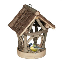Relaxdays Vogelhaus aus Holz zum Aufhängen für den Garten in Natur Braun – Bild 1 von 10
