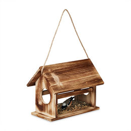 Relaxdays Vogelhaus aus Holz zum Aufhängen für Wildvögel in Braun – Bild 1 von 10