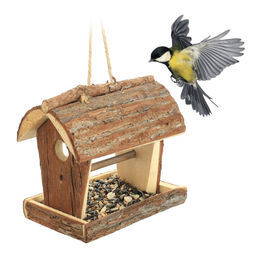 Relaxdays Vogelhaus aus Holz zum Aufhängen in Natur Braun – Bild 1 von 13