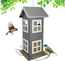 Relaxdays Vogelhaus aus Metall zum Aufhängen in Grau – Bild 1 von 5