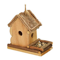 Produktbild von Relaxdays Vogelhaus mit Futterstelle aus Holz in Natur Braun zum Aufhängen