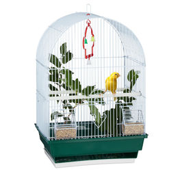 Relaxdays Vogelkäfig für Wellensittiche und Kanarienvögel aus Kunststoff in Weiß/Grün 49,5 x 34,5 x 28 cm – Bild 1 von 13