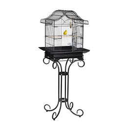Relaxdays Vogelkäfig mit Ständer für Kanarienvögel in Schwarz aus Metall, 146,5 x 55 x 50 cm – Bild 1 von 7