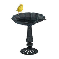 Produktbild von Relaxdays Vogeltränke aus Gusseisen als Vogelbad mit Ständer Schwarz-Grün 18 cm