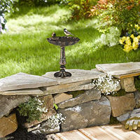 Produktbild von Relaxdays Vogeltränke aus Gusseisen in Bronze als stehende Wasserschale für Wildvögel