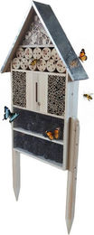 Relaxdays XXL Bienenhaus aus Holz mit Ständer und Metalldach in Natur und Silber – Bild 1 von 4