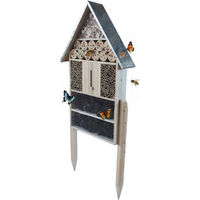 Produktbild von Relaxdays XXL Bienenhaus aus Holz mit Ständer und Metalldach in Natur und Silber