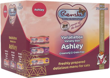 Renske Fresh Mousse Katzen Nassfutter Variationsbox Ashley Lachs Ente Huhn getreidefrei 30 x 70 g – Bild 1 von 3