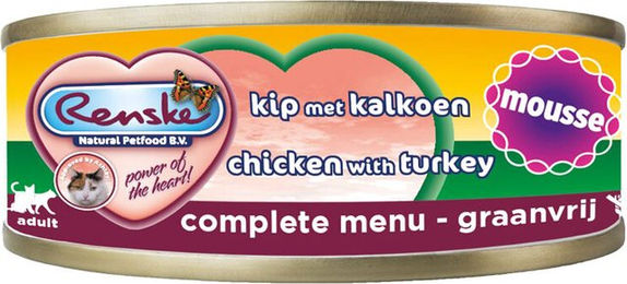 Renske Katzenfutter Mousse Huhn & Pute getreidefrei und glutenfrei 24 x 70 g – Bild 1 von 2
