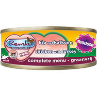 Produktbild von Renske Katzenfutter Mousse Huhn & Pute getreidefrei und glutenfrei 24 x 70 g