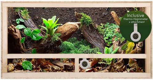 Repiterra Holz-Terrarium mit Seitenbelüftung und Thermo-Hygrometer Braun 60x30x30 cm – Bild 1 von 5