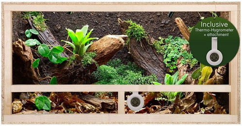 Repiterra Holzterrarium mit Glasfront und Seitenbelüftung in Natur Braun 80x40x40cm inklusive Thermo-Hygrometer – Bild 1 von 5