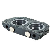 Produktbild von REPTI ZOO Futterhalter doppelt in Steinoptik-grau mit Magnetbefestigung und sechs Einwegbechern