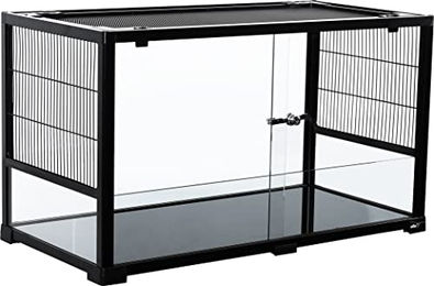 ReptiZoo Kleintierterrarium für Hamster mit Schiebetüren 80x 40x 45cm Schwarz – Bild 1 von 4