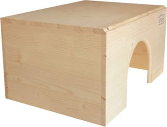 Resch Kaninchenhaus XL Häuschen aus naturbelassenem Holz für Kaninchen und Meerschweinchen – Bild 1 von 3