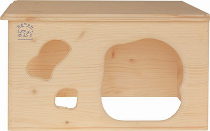 Resch Kaninchenhöhle Nagerhaus aus naturbelassenem Fichtenholz mit zwei Eingängen 40x31x23 cm – Bild 1 von 3