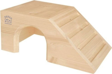 Resch Meerschweinchenhaus aus naturbelassenem Massivholz mit Treppe und Dach für Ratten Degus und Meerschweinchen klein – Bild 1 von 5