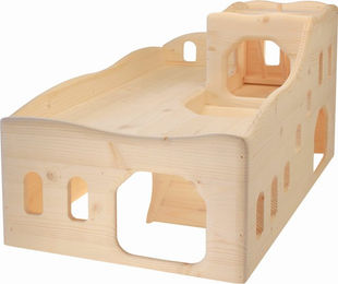 Resch Nagerburg XL Nagerhaus aus naturbelassenem Fichtenholz für Meerschweinchen Degu und Zwergkaninchen 58 x 39 x 34 cm – Bild 1 von 8