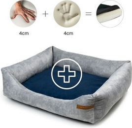 Rexproduct Otto Orthopädisches Hundebett aus Stoff in Grau Blau Größe L – Bild 1 von 3