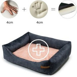 Rexproduct Otto Orthopädisches Hundebett aus Stoff in Rosa und Grau Größe M – Bild 1 von 3