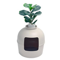 Produktbild von RHRQuality Flower XXL Katzentoilette Möbel-Toilette aus Kunststoff in Beige mit großem Eingang und abnehmbarer Oberseite