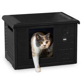 RHRQuality Katzenhaus Villa de Luxe Katzenhöhle aus Kunststoff wetterfest Schwarz XXL – Bild 1 von 6