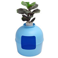 Produktbild von RHRQuality Katzentoilette Flower XXL in Blau mit großem Eingang und abnehmbarer Oberseite