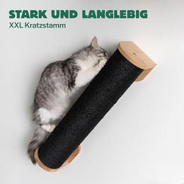 RHRQuality Wandmöbel Kletterwand für Katzen mit Sisalstamm XXL in Schwarz – Bild 1 von 6
