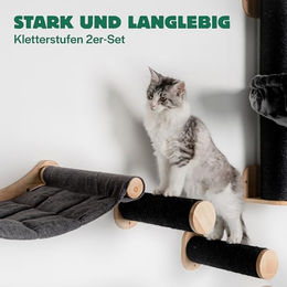 RHRQuality Wandmöbel Kletterwand für Katzen Set mit 2 Sisalstämmen in Schwarz und Grau – Bild 1 von 6