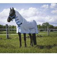 Produktbild von RIDING WORLD Netzdecke Combo für Pferde aus Polyester weiß/hellblau Rückenlänge 120 cm