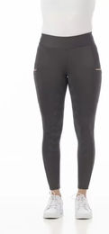 Riding World Reitleggings Agadir für Mädchen in Grau Größe 164 mit Silikon-Vollbesatz und Handytaschen – Bild 1 von 5