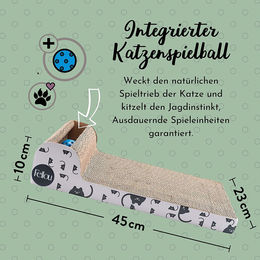 riijk Kratzbrett für Katzen mit Klingelball und Katzenminze sowie Anti-Rutsch Bodenstopper – Bild 1 von 7