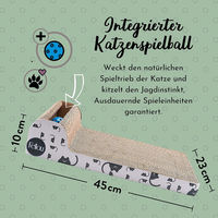 Produktbild von riijk Kratzbrett für Katzen mit Klingelball und Katzenminze sowie Anti-Rutsch Bodenstopper